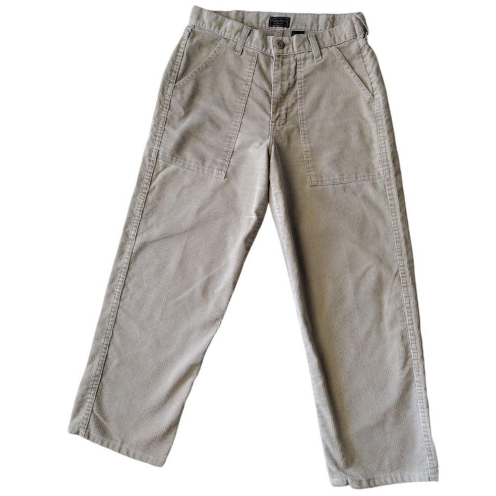 ABERCROMBIE & FITCH Corduroy Pants Women 4 Khaki Tan‎ Wide Leg Stretch Casual